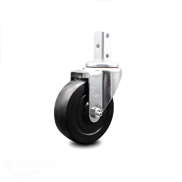 4 Inch Soft Rubber Wheel Swivel 3/4 Inch Square Stem Caster